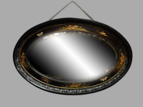 Good Black Chinoiserie Edwardian Mirror