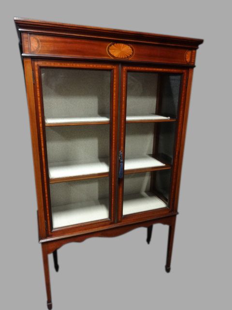 Very Good Inlaid Mahogany Display Cabinet