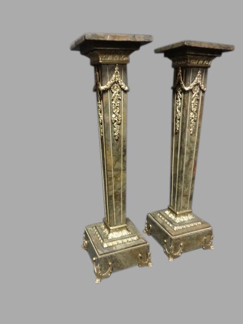 Very Good Pair Marble Pedestals Columns