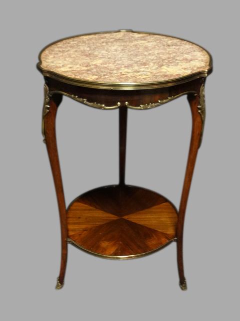 French Kingwood and Marble Occasional Table