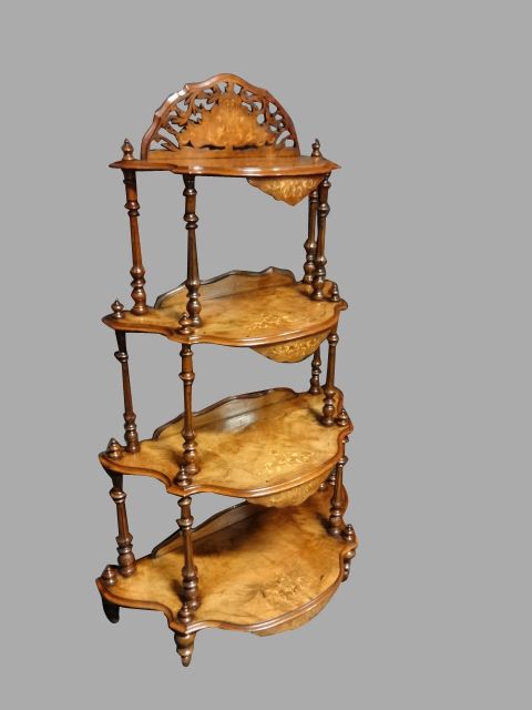 Top Quality Burr Walnut Inlaid Whatnot Stand