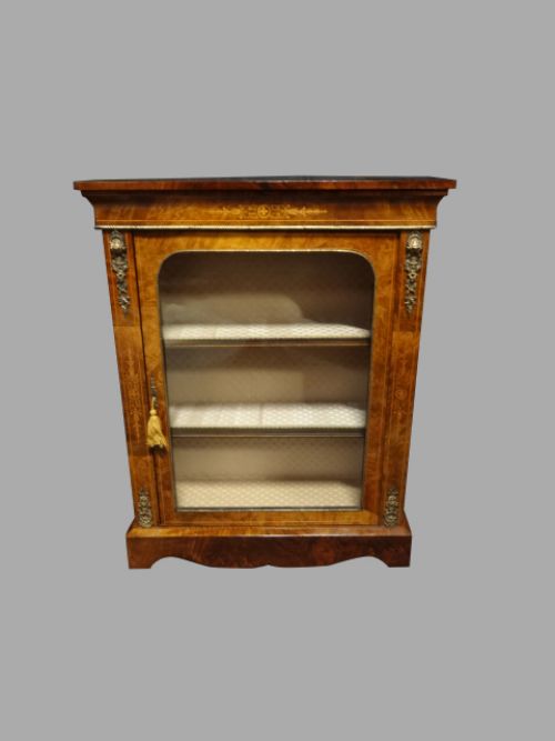 Burr Walnut Pier Cabinet Bookcase