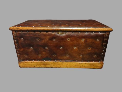 A Good Leather Studded Pine Box