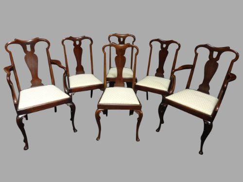 Outstanding Set of Six Walnut Dining Chairs