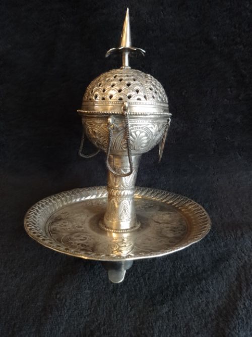 Exquisite C19th Indian Silver Incense Burner