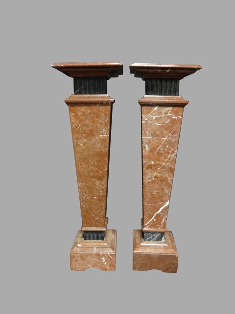 Magnificent Pair Rouge Marble Pedestal Columns
