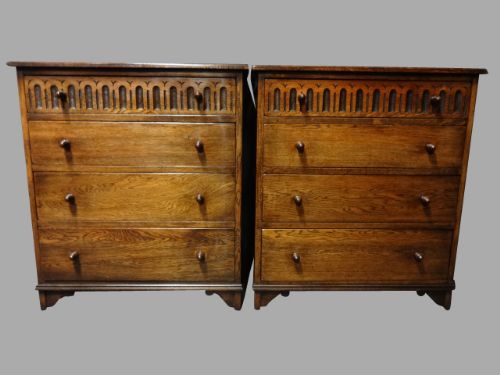 Good Pair Solid Oak Chests of Drawers