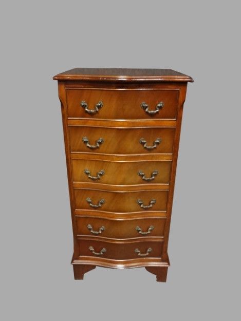 Tall Serpentine Chest of Six Drawers