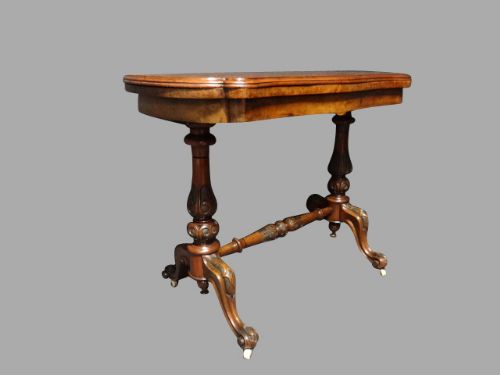 Victorian Inlaid Burr Walnut Card Table