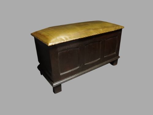 Leather Covered Oak Coffer