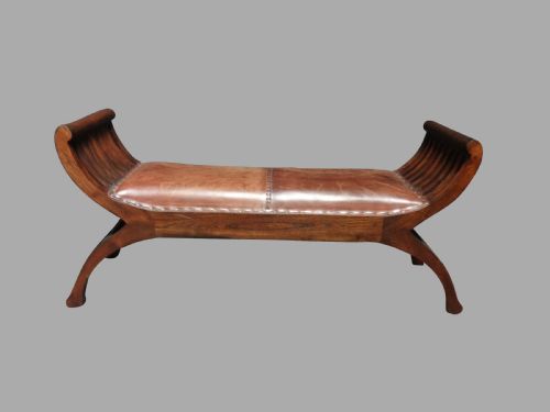Leather Covered Duet Stool Window Steat