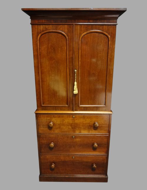 Excellent Quality Victorian Mahogany Linen Press of Slim Proportions