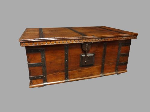 Early 19th Century Teak Anglo-indian Iron Strapped Chest – Trunk