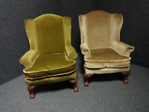 fig 1. Good Pair Mahogany Framed Wing Armchairs