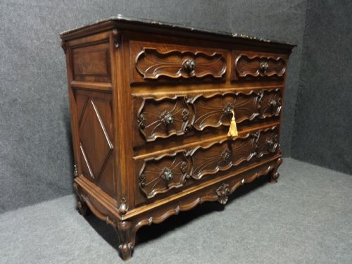 Fabulous French Walnut Commode Chest of Drawers