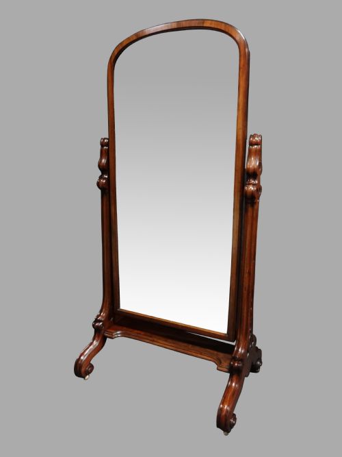 Lovely Early Victorian Mahogany Cheval Dressing Mirror