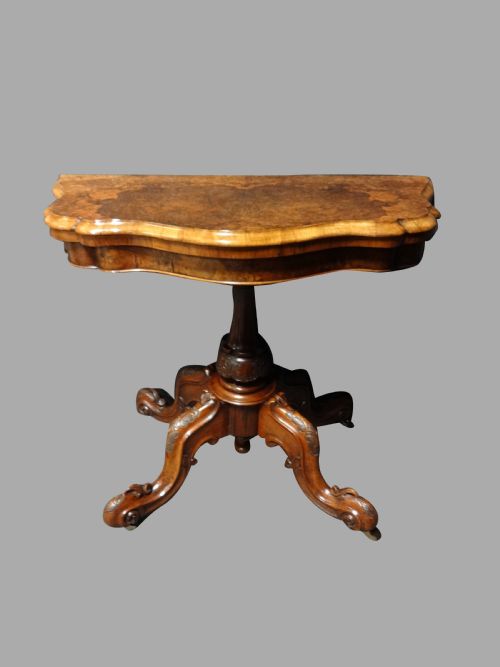 Burr Walnut Card Games Table