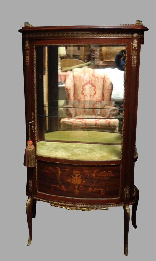 Very Good Marquetry Inlaid French Mahogany Display Vitreen