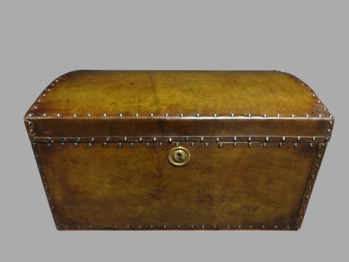 Leather Covered Victorian Domed Trunk
