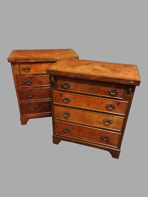 Pair Burr Walnut Batchelors Chests of Drawers