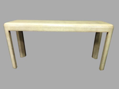 Rare Art Deco Velum and Gilt Tooled Console Table