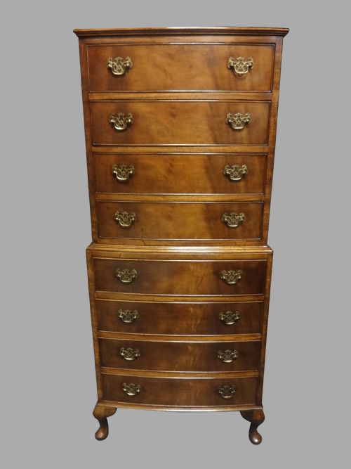 A Very Good Walnut Chest on Chest of Drawers