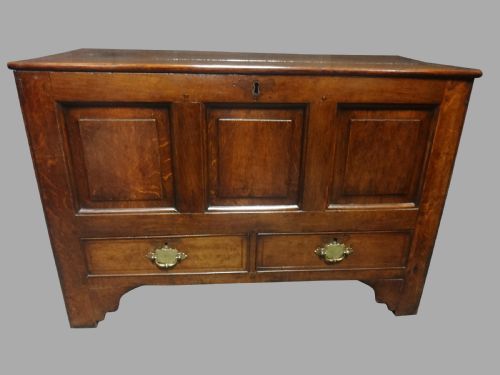 C17th Inlaid Oak Mule Chest Coffer of Small Proportions