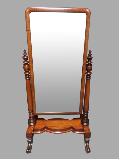 Very Good Victorian Mahogany Cheval Mirror