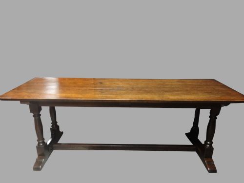 Top Quality 7ft Victorian Oak Trestle Refrectory Table