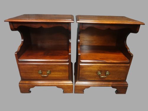 Pair Solid Mahogany Bedside Cabinets