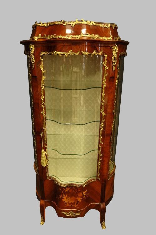 Outstanding C19th Floral Marquetry Display Vitreen