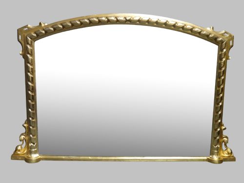 Fine English Arched Top Overmantle Mirror