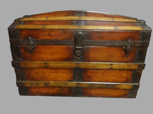 Leather Covered Domed Top Trunk