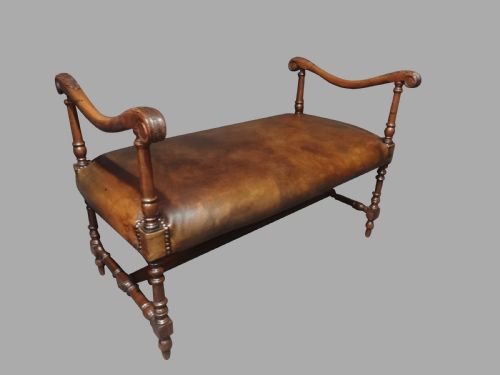 French Leather Upholstered Window Seat
