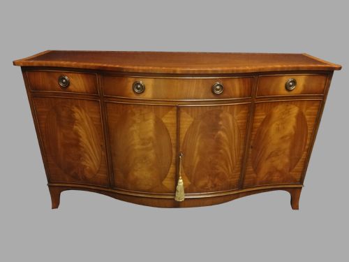 Outstanding Serpentine Mahogany Inlaid Sideboard