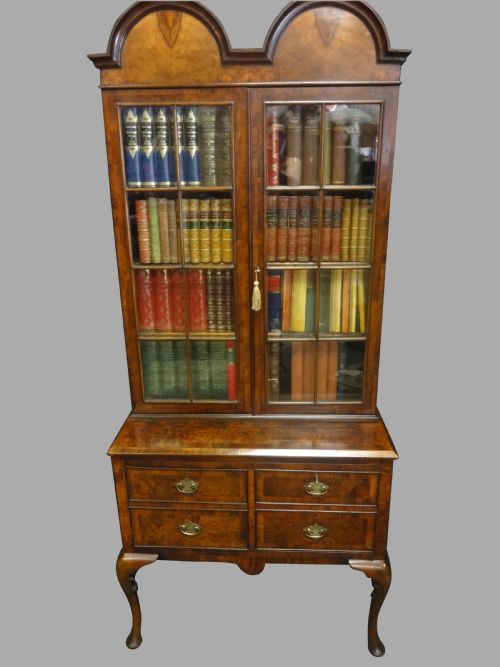 Burr Walnut Double Domed Bookcase