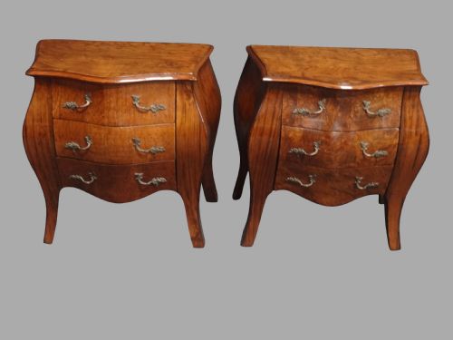 Lovely Pair of Bombe Shaped Bedside Chests of Drawers
