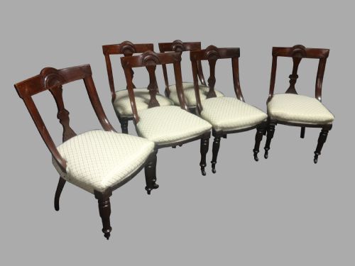 Set Six Victorian Walnut Dining Chairs