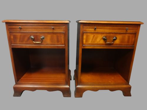 Pair Solid Mahogany Bedside Cabinet Chests