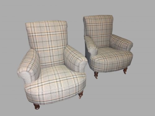 Pair Victorian Walnut Armchairs