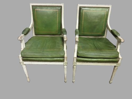 Superb Pair of Original French C19th Leather Chairs