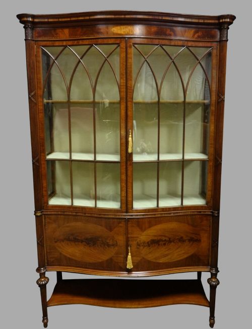 Exhibition Quality Mahogany Inlaid  Display Cabinet