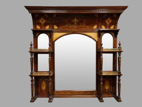 fig 1. Magnificent Mahogany Inlaid Overmantle Mirror