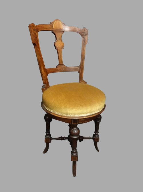 Rosewood Inlaid Music Harpist Chair
