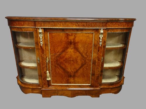 Outstanding Walnut and Amboyna Credenza
