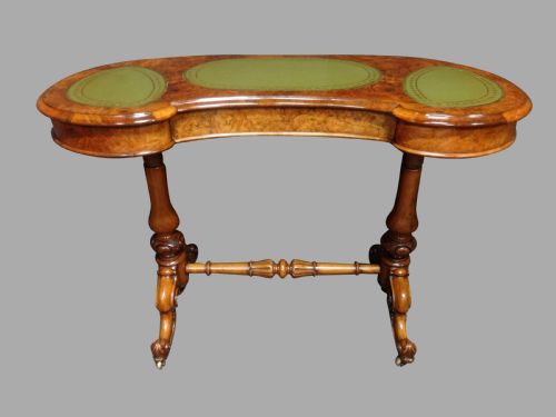 Top Quality Burr Walnut Kidney Desk