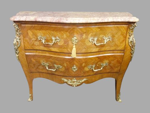 Top Quality Marquetry Marble Top Commode Chest of Drawers