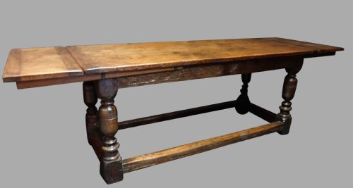 Outstanding Extending Oak Draw Leaf Refectory Dining Table