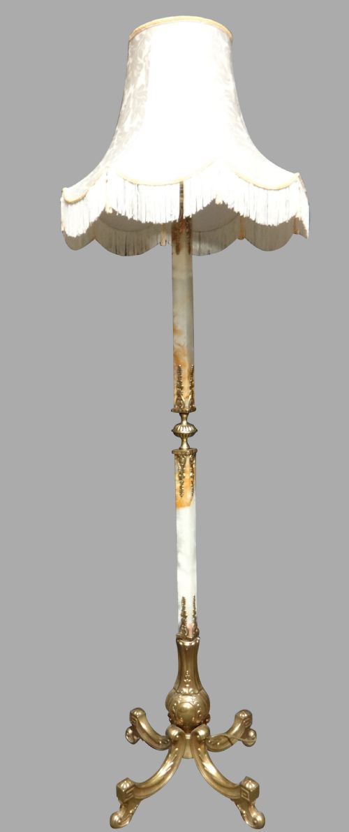 A Good Brass and Onyx Standard Lamp