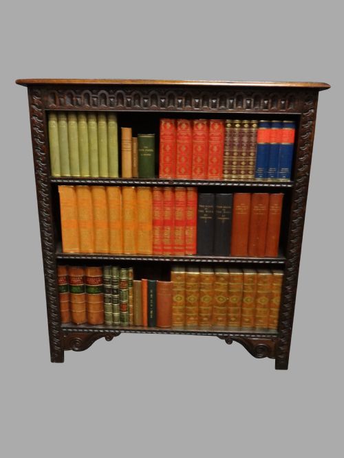 Carved Oak Open Bookcase